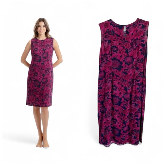 Vintage Northern Reflections Floral Midi Dress – 90s Y2K Burgundy – Size 12 - Picture 2 of 13